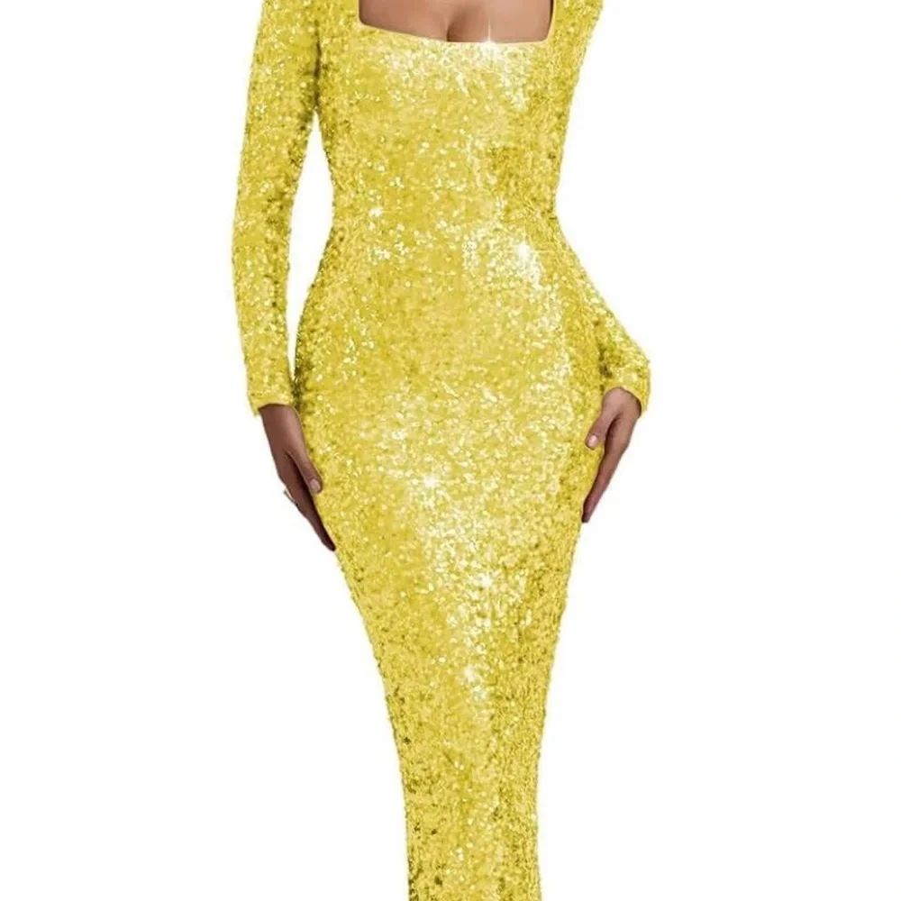 Luxurious Yellow Sequin Dress (NWT) - Picture 3 of 17